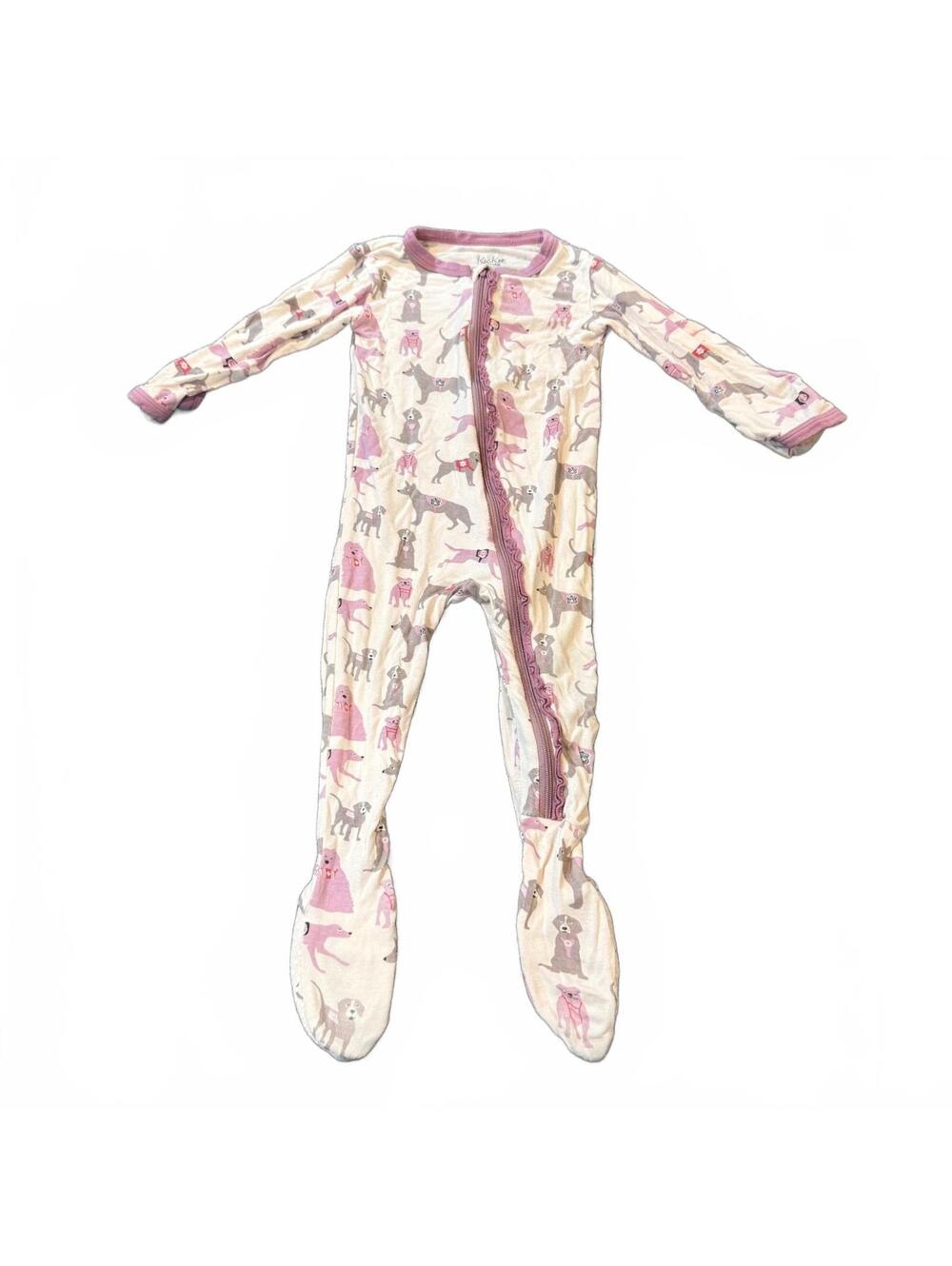 KicKee Pants Baby Footed Pajamas with Dog Print, 6-9 Months Bamboo